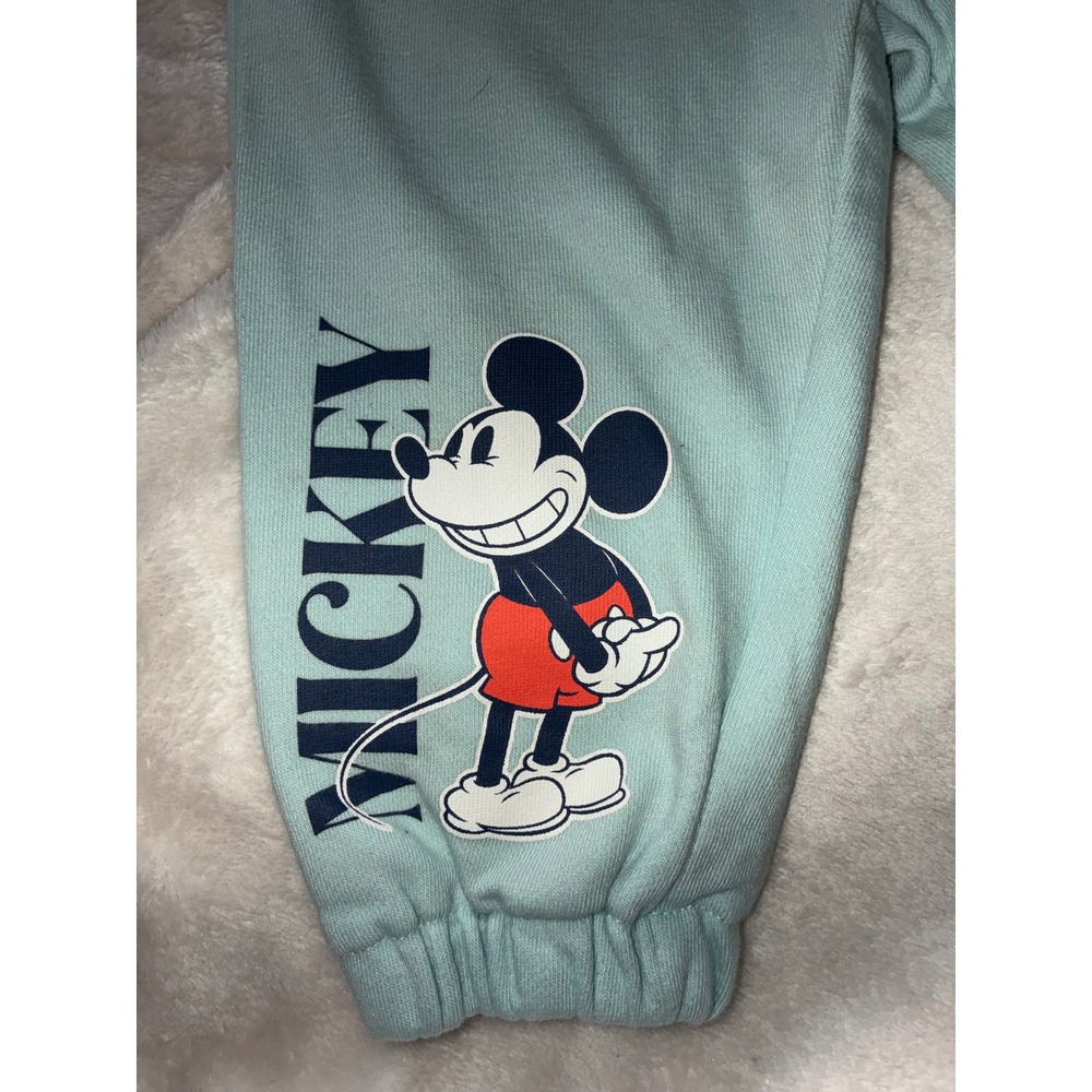 Disney Primark Mickey Mouse Sweatshirt and Joggers Set Mint Green 9-12 Months - Picture 9 of 10